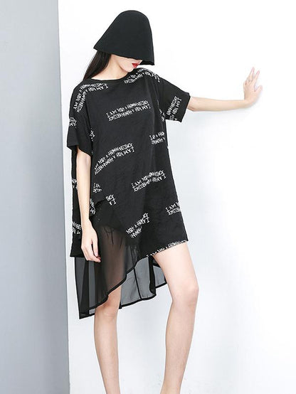 Loose Irregular Printed Long T-shirt Dress
