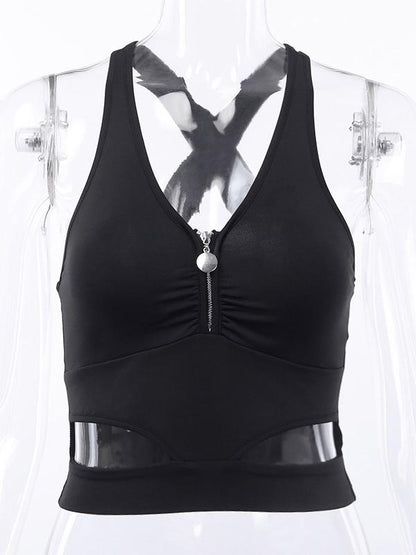 Criss Cross Crop Zipper Tanks