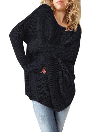 Loose Solid Color Knitting Sweater Tops
