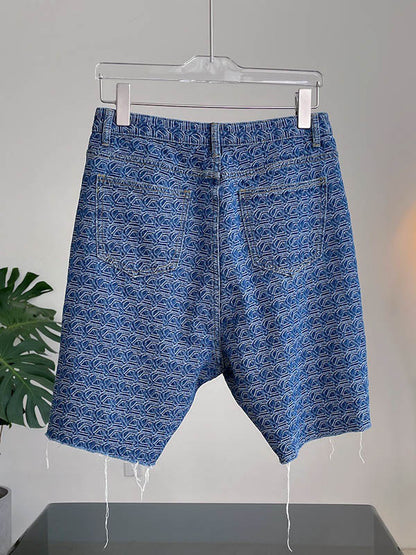 Stylish High Waisted Printed Fringed Fifth Jean Pants