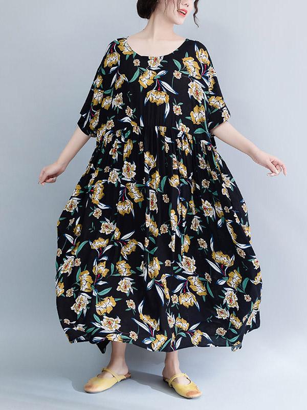 Loose Plus Size Floral Maxi Dresses