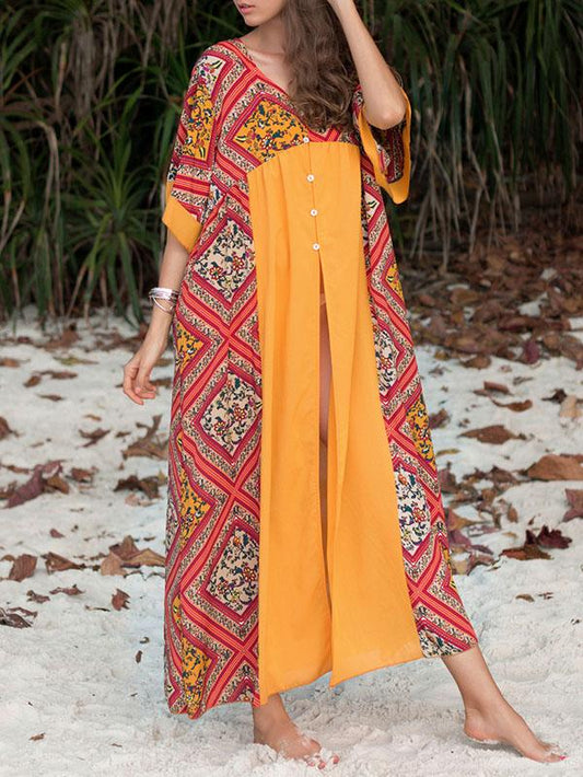Loose Plus Size Split-front Beach Maxi Dresses