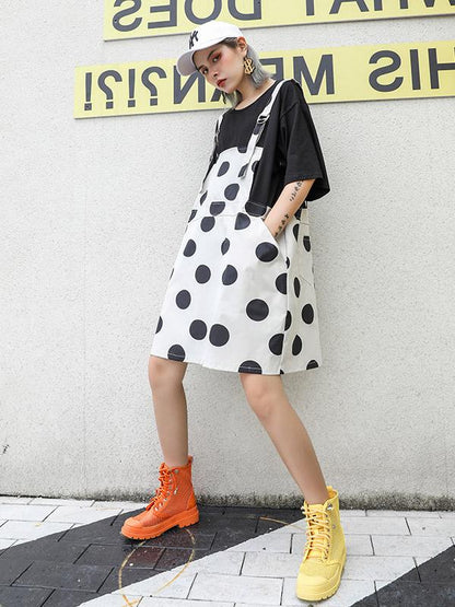 False-Two Polka-Dot Braces Dress