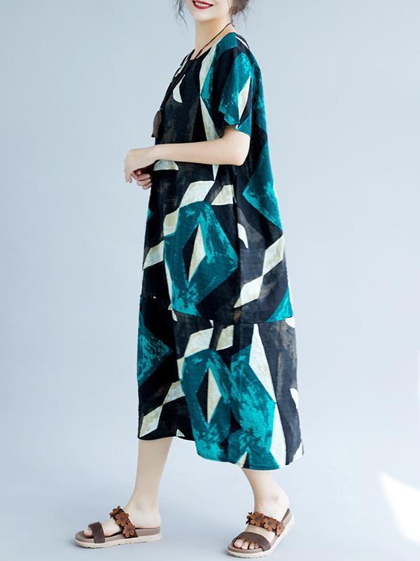 Original Printed Round-Neck Dress