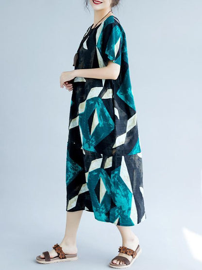 Original Printed Round-Neck Dress