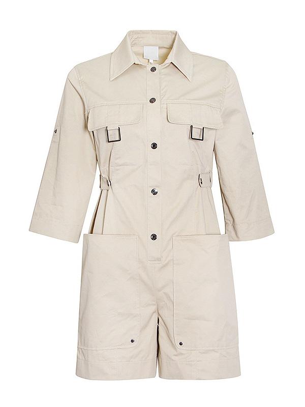 Casual Loose Solid Color Pockets Rompers