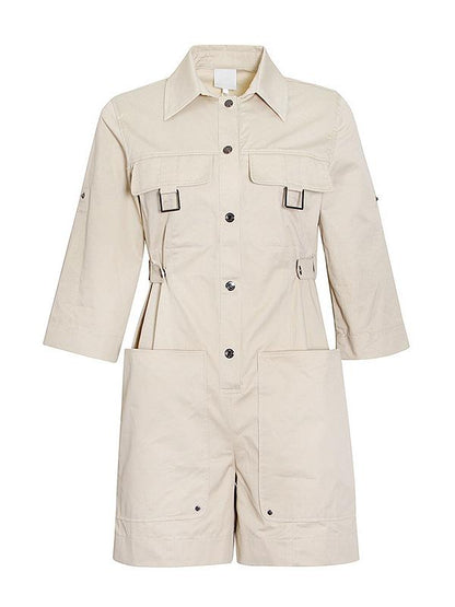 Casual Loose Solid Color Pockets Rompers