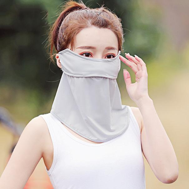 Solid Color Breathable Ice Silk Eye And Neck Protection Mask