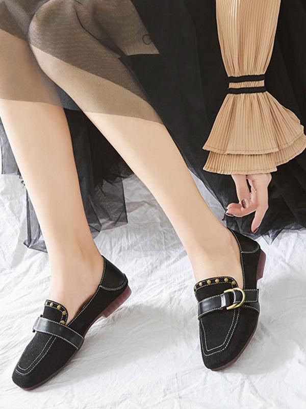 Comfortable Split-joint Leather  Flat Shoes