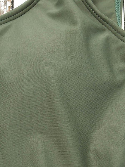 Hollow Back Plain One-piece Swimwear