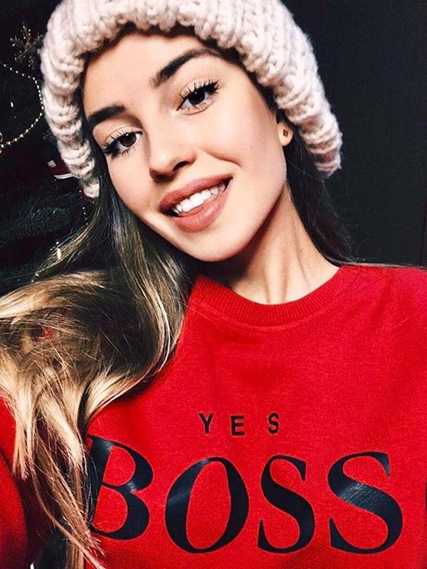 Letter Printed Round-neck Sweatershirt