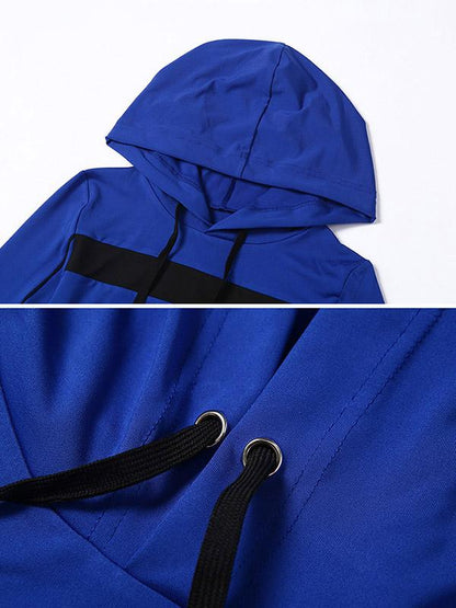 Mesh Split-Joint Drawstring Hoodies&Leggings Sports Suits