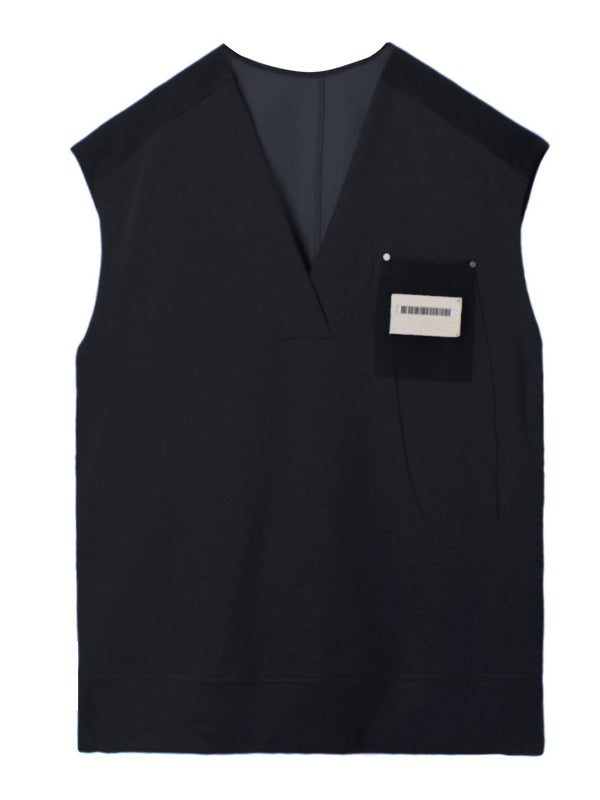 Simple Asymmetric V-Neck Sleeveless Vest Outerwear