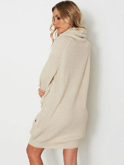 Solid Split-joint Knitting Long Sweater Skirt