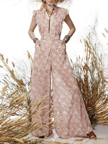 Fish Scale High Waist Sleeveless Jumpsuits