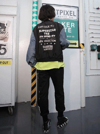 Hip-hop Split-joint Shredded Street Jeans Jacket