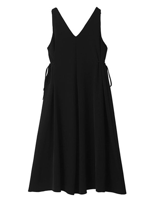 Urban Casual Brown&Black Sleeveless Midi Dress