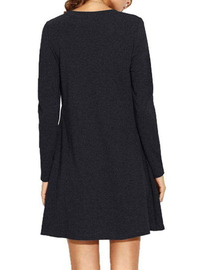 Solid Color Off shoulder long sleeve Mini Dress