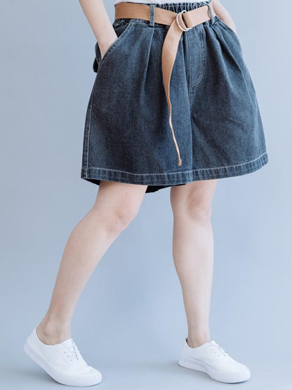 Casual Belt Jean Shorts