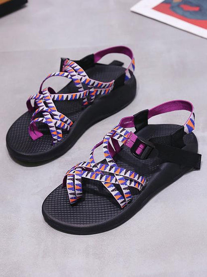 Crossover Strap Toe Flats Sandals