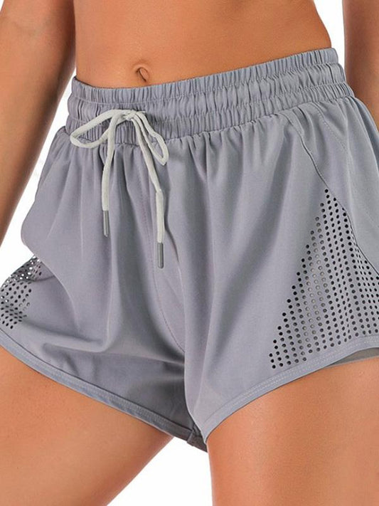 Drawstring Perforated Sport Shorts