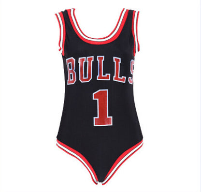 Letter Siamese Foreign Trade Swimwear Sports ONE-PIECE SWIMSUIT