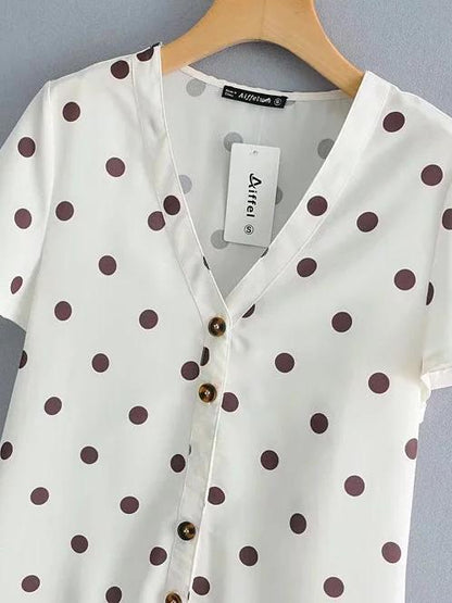 Ruffled Collar Polka-Dot Mini Dresses