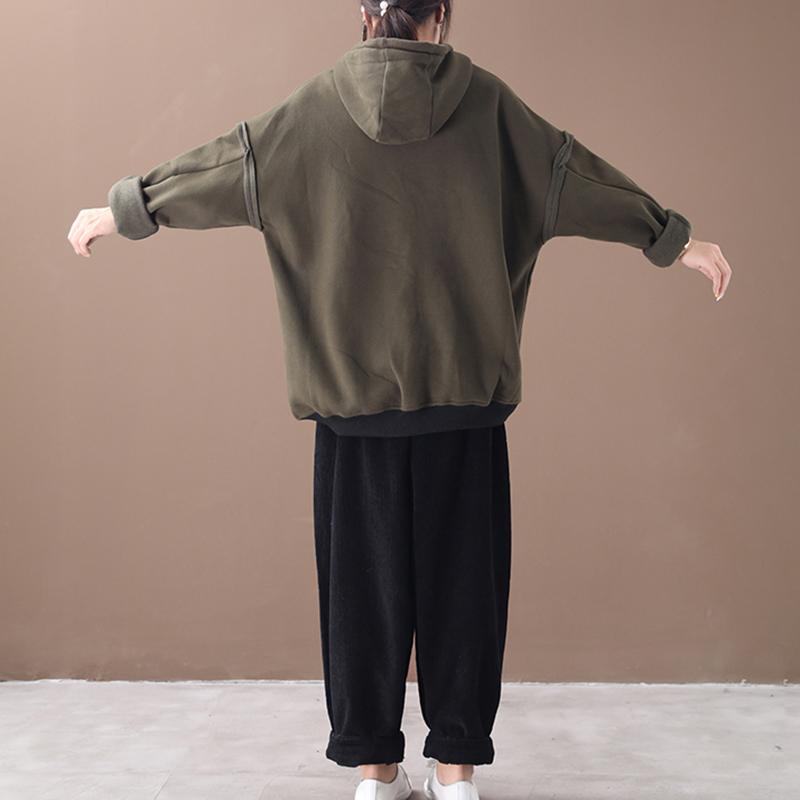 Buykud Pure Color Drawstring Plus Velvet Hoodie