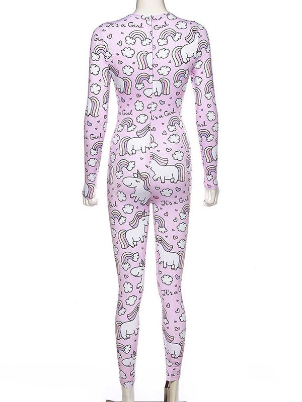 Round-Neck Printed Breathable Yoga&Gym Jumpsuits