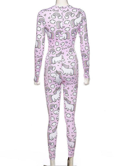 Round-Neck Printed Breathable Yoga&Gym Jumpsuits