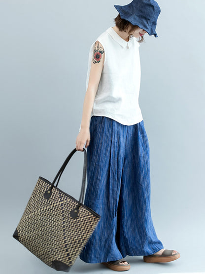 Simple Solid Color Lapel Cap Sleeve Vest Top