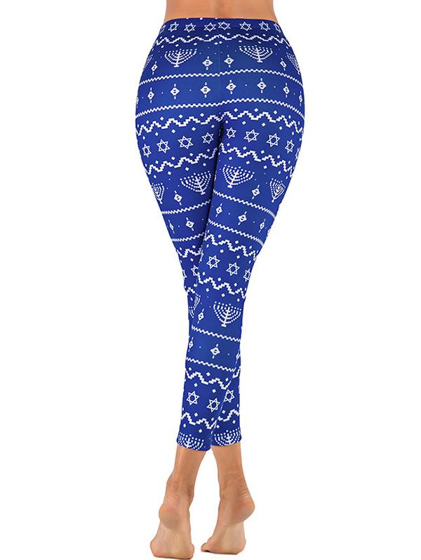 Deer Printed Christmas Element Leggings