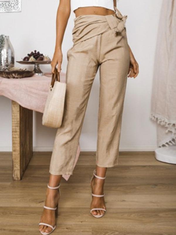 Solid Color Wide Leg Casual Pants