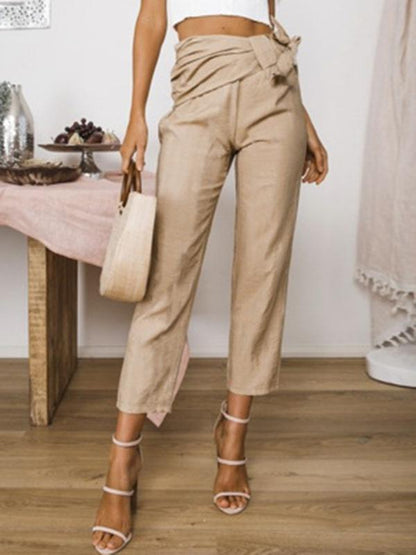 Solid Color Wide Leg Casual Pants