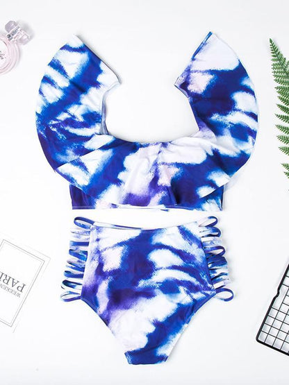 Off-the-shoulder Hollow Bottom Bikinis Swimwear