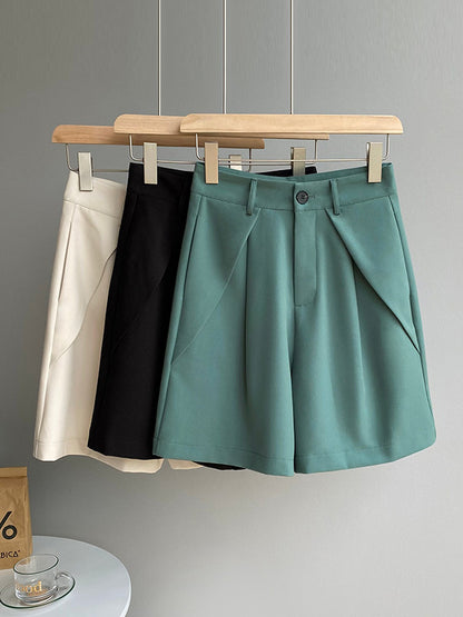 Original Solid Color High-Waisted Wide-Leg Column Shorts