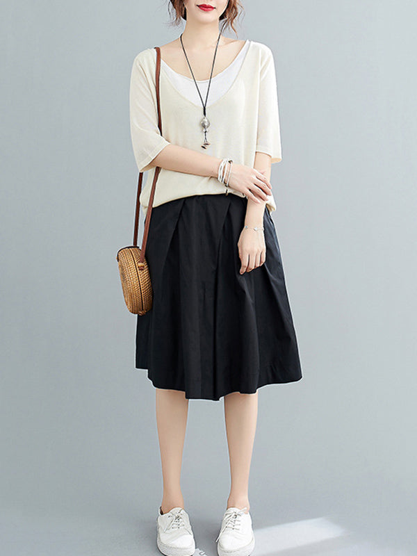 Casual Solid Color Elasticity Waist Wide Leg Shorts