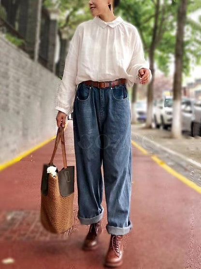 Original Adjustable Waist Wide Leg Jean Pants