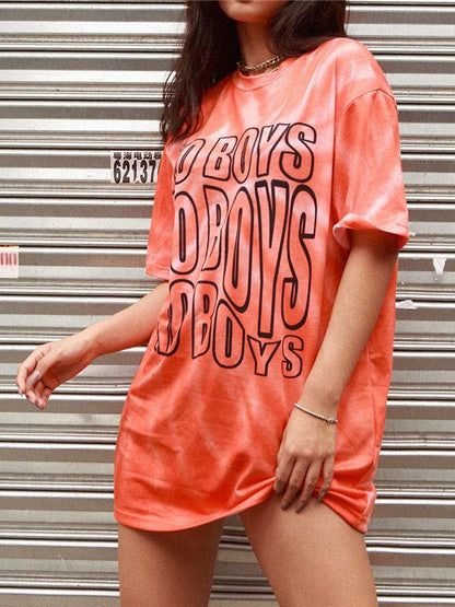 Fashion Printed Loose Solid T-shirt Top