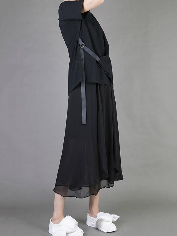 Original Solid Chiffon Pleats Skirt