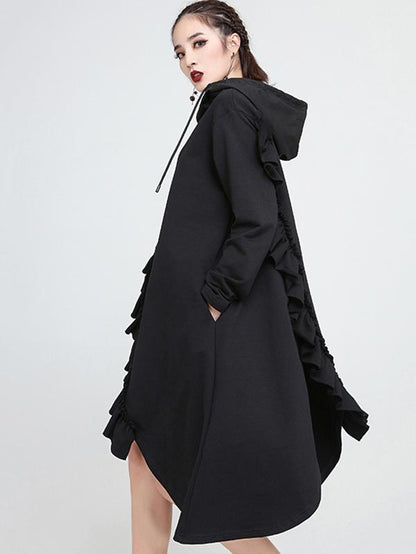 Loose Cropped Hooded Midi Dress