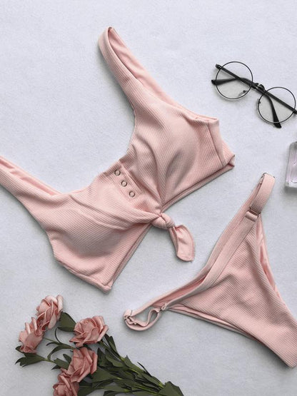 Ribbed Knot Bikinis Swimwear