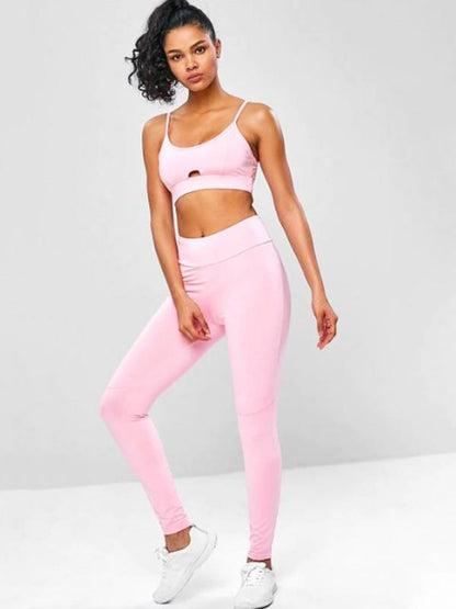 Solid Hollow Bra & Leggings Suits