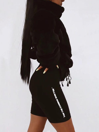 Letter Printed Elastic Sport Shorts