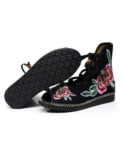Chinese Style Casual Shoes in Flower Print, Three Colors