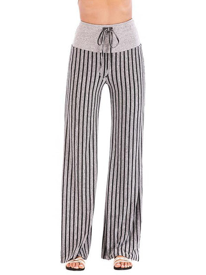 Striped 6 Colors Wide Leg Casual Pants