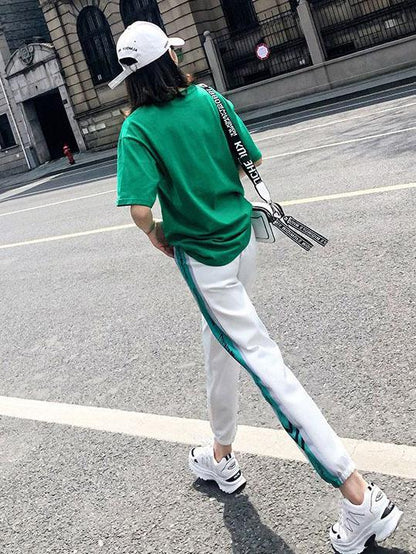 Fashion Printed Short Sleeves Casual Sport Suit