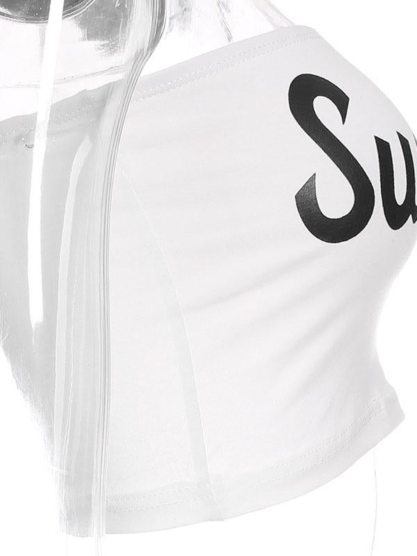 Street Casual Hip-Hop Letter Printed Strapless Tank