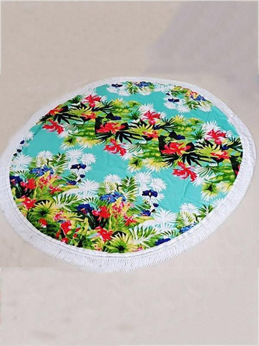 Bohemia Printed Plant Round Beach Mat Yoga Mat