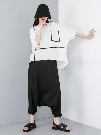 Batwing Sleeves Asymmetric Shirt